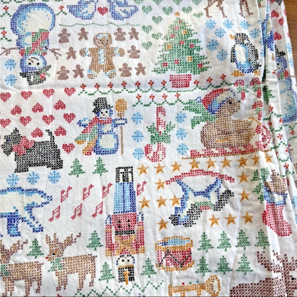 VTG Marcus Bros Faye Liverman Christmas Cross Stitch Cotton Fabric 2 yds +34" L